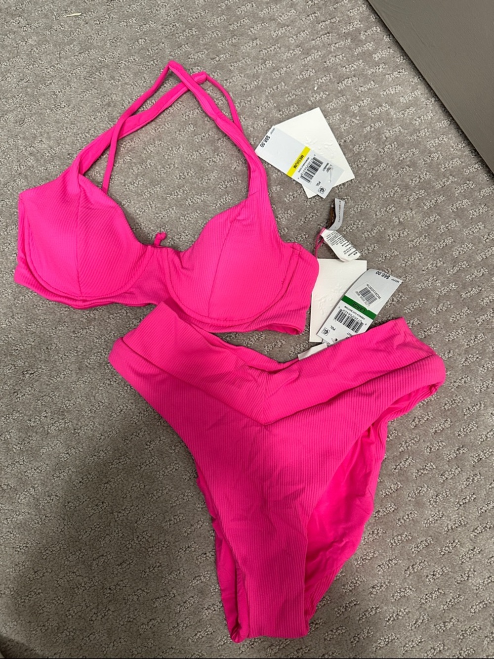 Beccaswim Hot Pink Ribbed Bikini Set